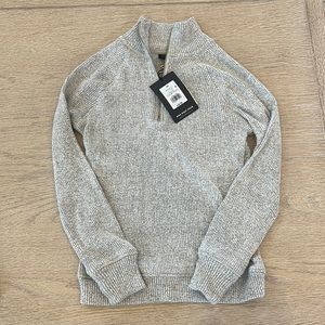 NWT Who What Wear Ribbed Grey Quarter-Zip Sweater